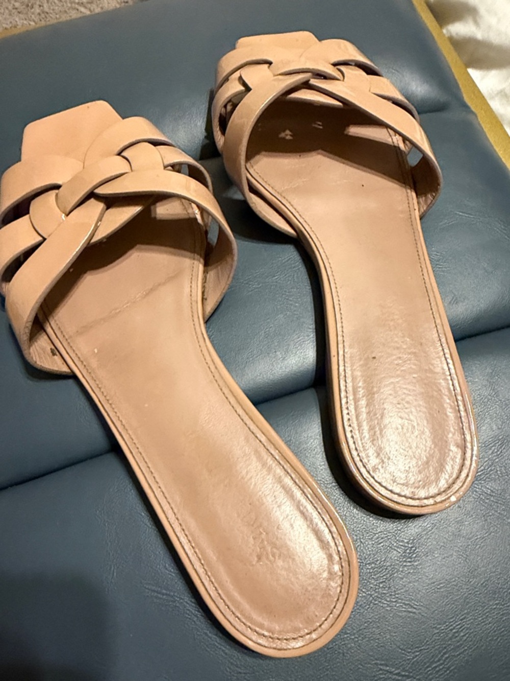 Saint Laurent Women’s Tan Slide Sandals - Picture 3 of 6